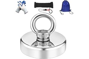 Wukong Imán de neodimio de 250 kg, extra fuertes para pesca magnética, imán redondo con 20 m de cuerda negra, diámetro de 75 mm