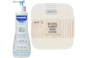 Alimos Reusable Bamboo Baby Wipes To Work With Mustela Bébé Cleansing Water Without Rinse 300ml