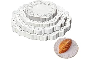 HOSHISEA 600 Pezzi di Carta Pizzo Bianco Rotondo, per Torte, Dessert, Snack, Riunioni di Famiglia o Decorazioni per la Tavola di Nozze (Bianco)