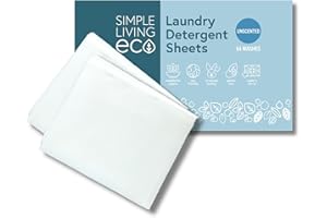 Simple Living Eco Laundry Detergent Sheets UK Simplify Your Laundry with Compact Laundry Sheets Detergent Eco Washing Detergent Sheets Non Bio & Skin-Friendly (64 Sheet Pack, Unscented)