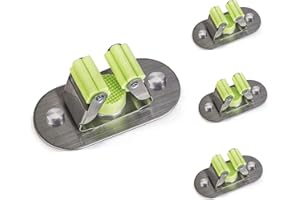 Meiyijia Porta Scopa da Parete Multifunzione, Trapano viti e Autoadesivo Mop Scopa Support, 304 Spazzolato Inossidabile, per Appendere Strumenti, 4 Pezzi