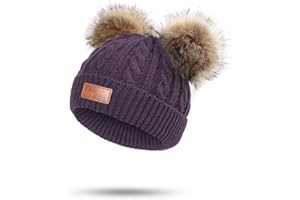 Balakaka Gorro Guantes Bufanda Set Invierno, 3 in 1 Bonito Cálido Gorro de Punto con Pompón Cómodo Suave Bufanda con Forro de Felpa, Sombrero de Invierno para Bebé Niños Niñas 2-8 años