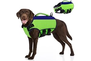 AOFITEE Ripstop Gilet de Sauvetage réfléchissant pour Chiens de Petite, Moyenne et Grande Taille - pour la Natation, la Navigation de Plaisance, Gilet de Sauvetage réglable avec poignée de Sauvetage