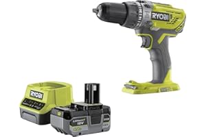 Ryobi R18PD3-140SA Trapano a Percussione 18V ONE+ con Batteria 4.0 Ah, Caricabatterie, Set 31 Inserti e Borsa, Mandrino 13 mm, 50 Nm, 2 Velocità