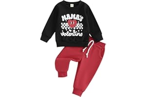 Xeadoffubio Baby Boy Valentine 's Day Outfits Mama's Boy Long Sleeve Crewneck Sweatshirt Drawstring Jogger Pants 2Pcs Fall Winter Outfit Valentines Day Clothes Set