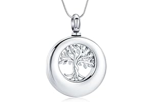 VCCWYQK Collar de urna para cenizas para mujeres hombres círculo árbol de la vida eternidad conmemorativo colgante ceniza cremación joyería