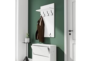 AKKE Maxi Appendiabiti Ingresso Moderno da Parete Muro Guardaroba 90cm x 60cm Bianco/Chr.