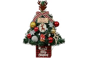 AGRDEED Weihnachtsbaum geschmückt,Mini Weihnachtsbäume,geschmückter Weihnachtsbaum für Weihnachten Deko mit Beleuchtung Tisch klein künstlich geschmückt für Weihnachten Deko（50cm）