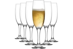 Acan Tradineur - Pack de 6 Copas de Cava de Cristal, Modelo Empire, champán, cócteles, Elegantes, aptas para lavavajillas (220 ml - 21 cm)