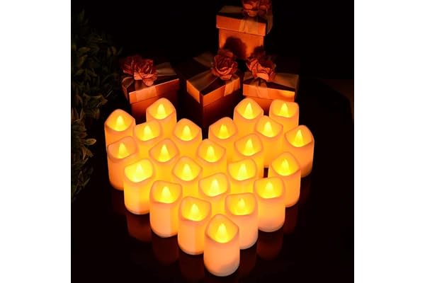 24 Pièces Bougies à LED, LUNSY Bougies Chauffe Plat sans Flamme, Bougie Electrique Vacillante Décoration D'ambiance Intérieure & Extérieure pour Noël, Pâques, Mariage, Fête (piles incluses)