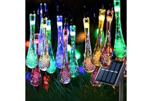 QSPORTPEAK Solarny łańcuch świetlny na zewnątrz, wodoodporne, 50 LED, solarne lampy ogrodowe, z 8 trybami, 7 m, zasilane energią słoneczną, światła tarasowe, do ogrodu, na patio, podwórko, do domu, na