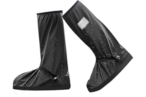 EEEKit Rain Boot Covers with Reflector Strips, Non Slip Waterproof Overshoes for Outdoor Indoor, High Rain Shoe Covers for Men Women