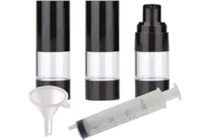 PQPAUTY TIANZD 3 Stück 20ml Leer Airless Pumpspender Kosmetik Creme Spender Pumpflasche Kunststoff Vakuum Cremespender Transparente/Schwarz Reise Spenderflasche zum Befüllen Flasche für Gel Shampoo Lotion