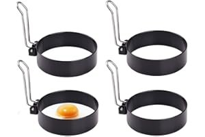 FLYFISH - Anello per uova al tegamino, in acciaio inox, antiaderente, con manici pieghevoli, per cucinare uova al tegamino, pancake, omelette, ecc.