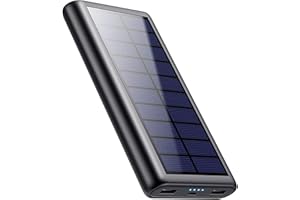 QTshine Batería Externa Solar 26800mAh, Cargador Solar Alta Capacidad con 2 Ports 2.1A Output, Cargador Portátil Movil con 4 LED Luces de visualización, Power Bamk para iPhone 16/15/14PRO,Huawei y más