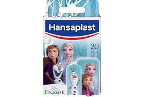 HANSAPLAST - 20 Pansements Enfant Disney La Reine des Neiges - Pansements Résistants à L'Eau - Pour Les Petits Bobos - Retrait Facile & Sans Douleur - 2 Formats : 14 Petits + 6 Grands