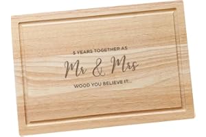 DUST AND THINGS "Wood You Believe It" Cutting Board - 5th Year Wedding Anniversary Present - Gift for Husband Wife - Wooden Chopping Board - Mr and Mrs Gifts (Board Only)