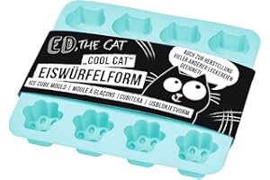 moses. Ed, the Cat foremka do kostek lodu w kształcie łap i kota, nadaje się do mycia w zmywarce, silikonowa forma do zabawnych kostek lodu, 1 sztuka, niebieska