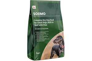 Amazon-Marke: Solimo Komplett Trockenfutter für ausgewachsene Hunde (Adult), Rindfleisch mit Erbsen, 5kg (1er-Pack)