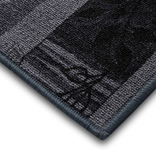Teppich Läufer grau mit Pflanzenmusterung | Qualitätsprodukt aus Deutschland | GUT Siegel | kombinierbar mit Stufenmatten | 3 Breiten und 27 Längen (80 x 175cm) - 5