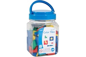 EDX EDUCATION edxeducation Kolorowe płytki - mini słoik - zestaw 100 sztuk - kolorowe kwadraty do liczenia - sortowanie i sekwencjonowanie - zasoby matematyczne dla wczesnych lat