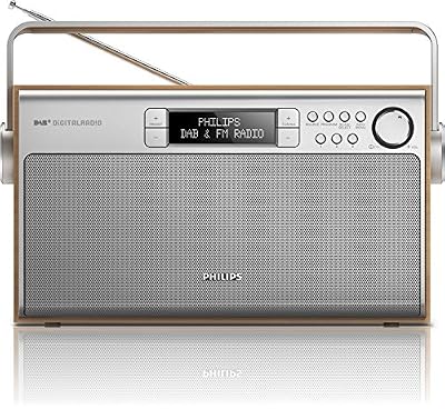 Philips AE5220 Radio portable alimentation batterie ou secteur, FM, DAB, 6W, Noir et finitions bois