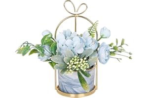 Hobyhoon Künstliche Blumen im Topf, Unechte Deko kunstblumen wie echt Gefälschte Hortensien seidenblumen für Hochzeitsdeko, Tischdeko, Wohnzimmer, Schlafzimmer, Zimmer Deko