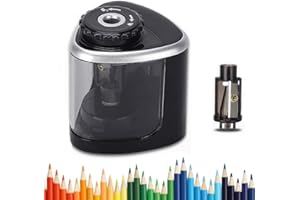 LOBKIN Electric Pencil Sharpeners,Battery Operated Automatic Safety Pencil Sharpener for Kids Adults with Container Manual & Electric Sharpener Switch, Anti-Slip, Black