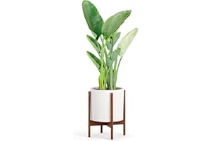 FOX & FERN Soporte Plantas Madera para Planta Interior y Exterior, Base para Macetero Alto, Robusto y Ajustable, Soporte para Macetas Hecho de Bambú y Fácil de Montar, Base para Maceta Ecológico