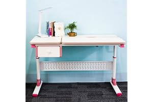 Sunsamy Barn Skrivbordsstol och Bord Set - Lutande Arbetsstation för Konst och Arbetsrum - Höjdjusterbar (Rosa, 120 cm x 60 cm)