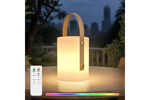 FUYO Lampe de Table Rechargeable Extérieur Portable Lampe de Table de Chevet avec 8 RGB Couleurs Sans Fil étanche Gradable Lampe Lanterne pour Exterieure Intérieur Jardin Salon Terrasse