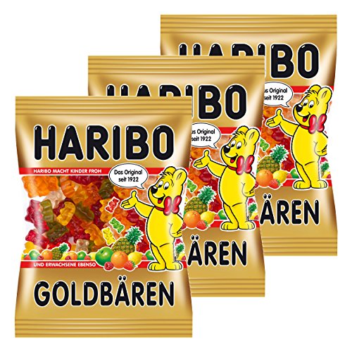 Haribo Goldbären, 3er Pack, Gummibärchen, Weingummi, Fruchtgummi, Im Beutel, Tüte