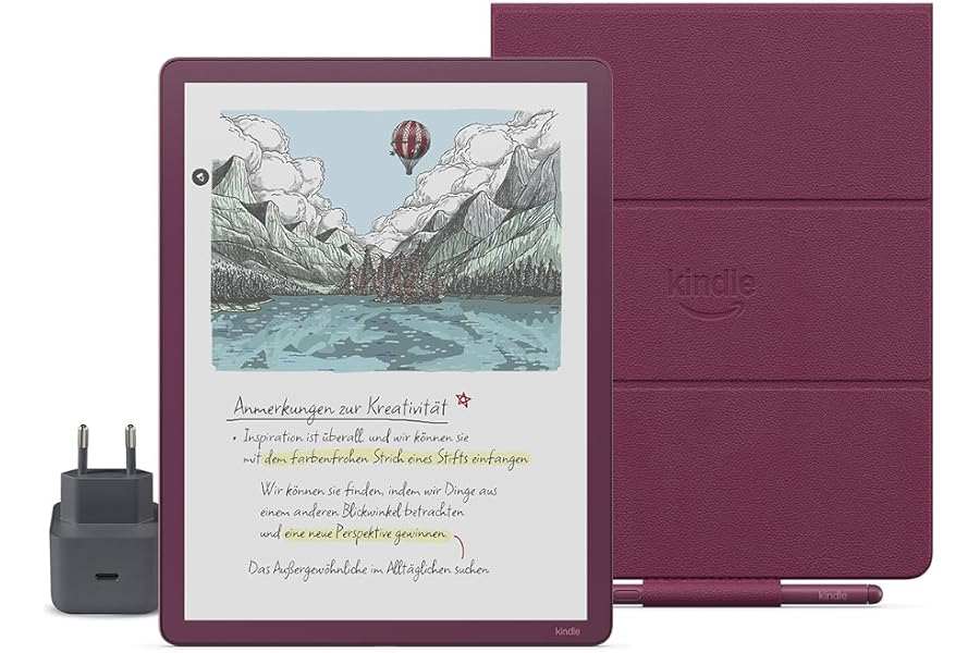 Amazon Kindle Scribe Colorsoft 64 GB (Feige) + Premium-Eingabestifts + Hülle auf Premiumleder (Feige
