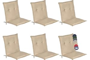 Beautissu Set de 6 Cojines sillas Jardin Loft NL - tumbonas mecedoras de balcón o Asiento Exterior con Respaldo bajo - 100x50x6 cm - Placas compactas de gomaespuma - Natural