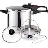 Magefesa Practika Plus &ndash; Exclusive Pack 7.5 L Express Pot + Basket + Glass Lid, Stainless Steel 18/10, Pressure Sensor, Induc