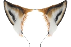 Dodheah Orecchie da Gatto Fascia con Orecchie da Lupo Cerchietto per Capelli da Volpe Animale Cosplay Copricapo Halloween Natale Costume Accessori