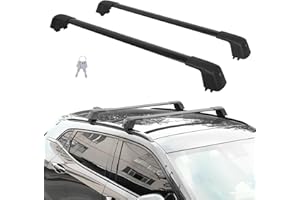 AUTOXBERT 2PCS Car Roof Bars Flush Rail Roof Cross bars for Flush Side Rail Roof Adjustable Lockable 220lbs Load Capacity Heavy-duty Aluminium(Size C)