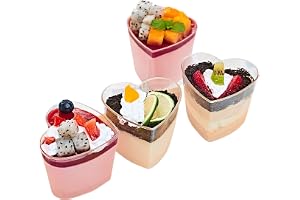 LATERN 50 st efterrättskoppar i plast, 150 ml hjärtformade efterrättskoppar, klar parfaitkopp, återanvändbar serveringsskål f