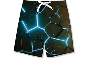 Kids4ever Pantaloncini da Bagno Bambino Ragazzi 3D Graphic Costume da Bagno Estate Asciugatura Veloce Pantaloncini da Spiaggia con Fodera in Rete 6-14 Anni