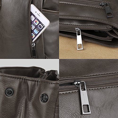 Koolertron Retro Kunstleder Vintage Fashion Unisex Sch  ler Laptop 14   Rucksack Wanderrucksack Hiking Backpack Damen Herren f  r Camping Reise Geeign