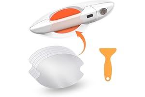 KALIWA Pellicola Protettiva Universale per Maniglia della portiera, Set da 10 Pezzi, con Raschietto per Maniglie e guance, Trasparente, autoadesiva, 150 µm, Trasparente