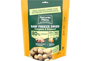 Natures Menu Raw Freeze Dried Dog Food Complete & Balanced 80/20 All Pack Sizes & Flavours (250g x 5, Chicken)