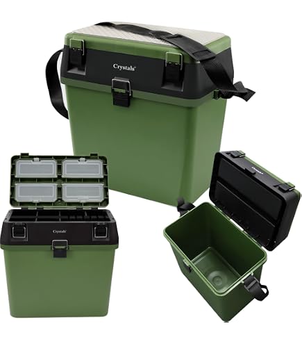 New Fishingmad Tackle Seat Box, with Carry Strap and Seat Pad Sports & Outdoors
