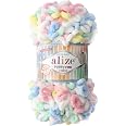 ALIZE Puffy Fingerstrickgarn – 100 G, Blau-weiß | Super Weich, Ohne Nadeln Stricken