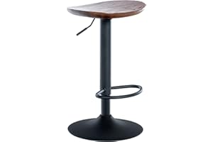 ‎CLP CLP Barhocker Skelde I Höhenverstellbarer Barstuhl Mit Fußstütze I Massivholz-Sitz, Farbe:walnuss