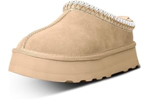 EIOWPER Damen Hohe Hausschuhe Damen Plateau Mini Stiefel Wildleder Warm Rutschfeste Stiefel Winter Kuschelig Pelz Wollgefüttert Kurze Stiefeletten