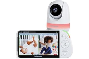 Babysense 5,5" 1080p Full HD Split-Screen Baby Monitor Video, Baby Monitor Con Camera e Audio, Luce Notturna RGB, Portata 300m, Audio Bidirezionale, Zoom 2x e 4x, Batteria 5000mAh