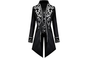 FJKVKDT Chaqueta medieval steampunk para hombre, estilo victoriano, renacentista, gótico, retro, para fiesta de Halloween, cosplay, disfraces de caballero para adultos