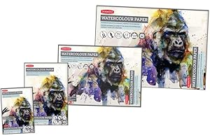 Derwent A2 Cuaderno con Papel de Acuarela para Dibujar, 12 Hojas, Papel Libre de Ácidos, Ideal para lápices solubles al agua, Calidad Profesional, 2301972
