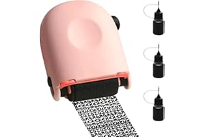 MEIEGOU Confidential Roller Stamp Address Blocker Stamp, Identity Theft Protection Roller Stamp Protect Your Privacy, Data Defender Anti Theft and Privacy Safety(Pink Roller Stamp + 3 Refills)
